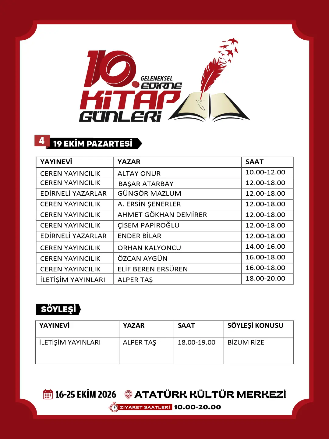 10. GELENEKSEL EDİRNE KİTAP GÜNLERİ’NİN PROGRAMI AÇIKLANDI galeri görseli